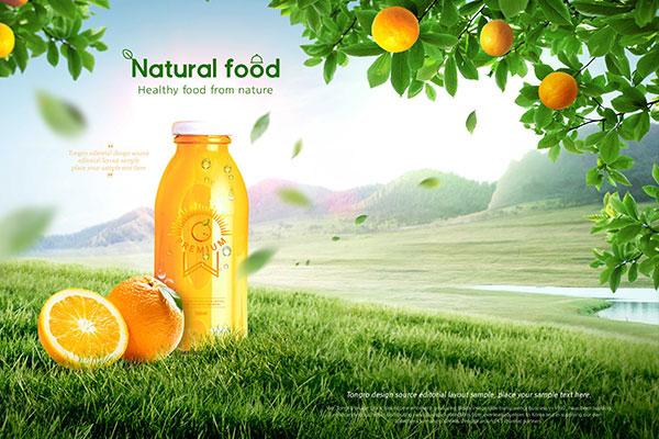 大自然香橙果汁饮品海报韩国素材