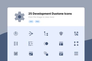 25枚双色调滤镜风格开发主题图标 Development Duotone Icons