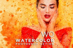 水彩笔触逼真转换特效照片处理PS动作 WO Watercolor Photoshop Action