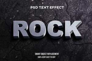 灰色调大理石纹理3D文本图层样式 Realistic rock text effect