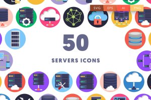 50个服务器业务主题图标 50 Servers Icons