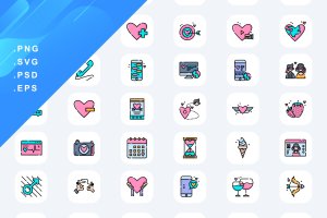50个约会App彩色图标素材 50 Dating App Icons