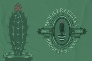 仙人掌-植物会徽Logo标志设计矢量插画 Cactus – Plant Emblem