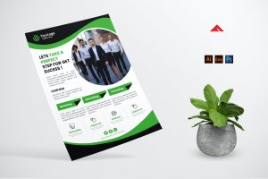 绿&黑配色公司代理机构海报素材 Agency Flyer