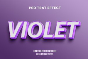 紫色金属反光3D立体文本样式 Violet text effect