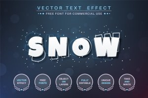 创意“白雪效果”英文文本字体样式 White snow – editable text effect,  font style