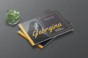 时尚模特人物A4横版杂志模板 GEORGINA – Fashion A4 Landscape Template