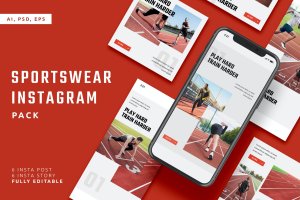 运动服饰品牌Instagram社交配图模板 Sportswear Instagram Stories & Post Pack