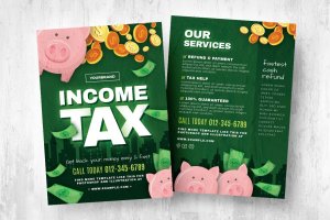 所得税退税服务传单海报模板 Income Tax Refund Service Flyer Templates