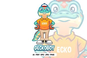 壁虎男孩插画矢量素材 Gecko Boy Illustration