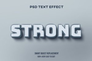 白色金属边3D立体文字特效 Realistic pastel glossy text effect