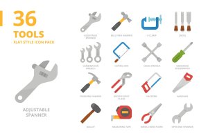 工具主题扁平样式图标集 Tools Flat Style Icon Set