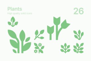 26枚植物纯色图标矢量素材 Plant Icons
