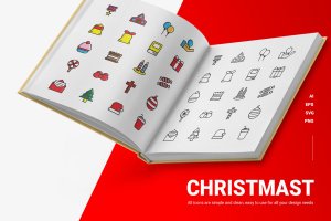 圣诞彩色&线条图标矢量素材 Christmast – Icons