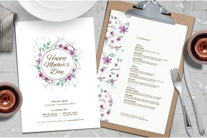 母亲节菜单和传单模板 Mother’s Day Menu & Flyer Templates