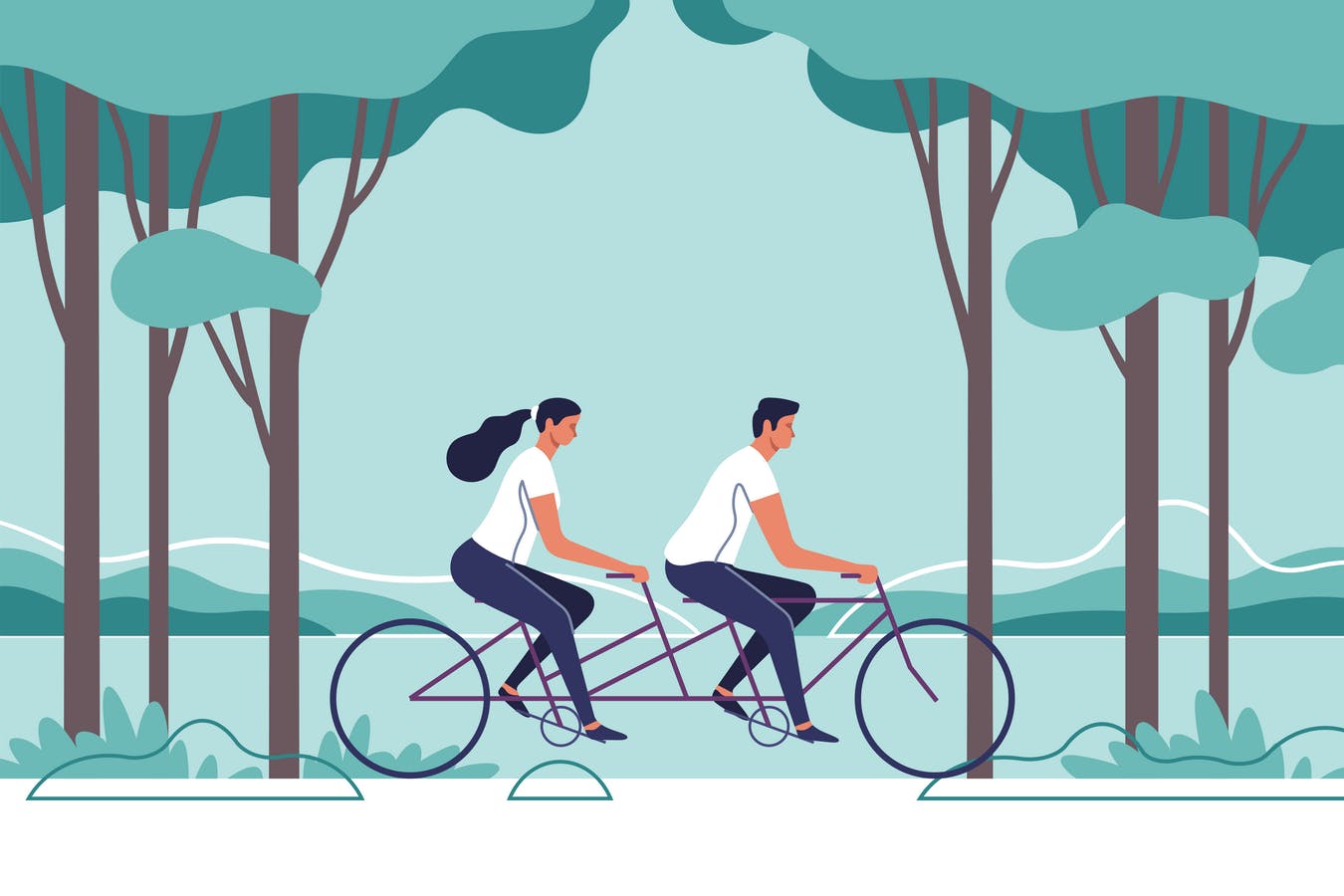 双人骑单车自行车插画免抠png透明图片素材-编号24661936-图行天下