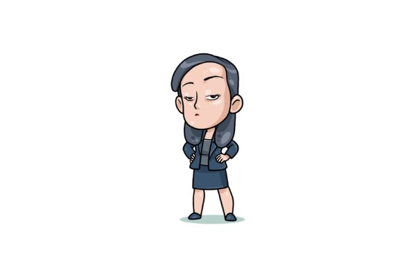 女老板卡通角色矢量插画 female boss – character rg