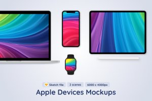 Apple移动响应式设备Sketch样机 Apple Mobile Devices – 2 Sketch Mockups