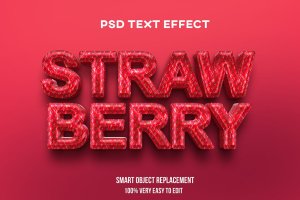草莓斑点纹理3D英文文本样式 Strawberry text effect