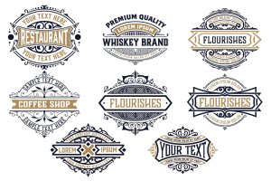 8个复古标志和徽章设计套件 Set of 8 Vintage Logos and Badges