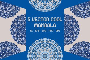 5个矢量曼陀罗花纹图案素材 5 Vector Cool Mandala