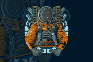 宇航员机甲矢量插画设计素材 Astronaut Mech Vector Illustration Design