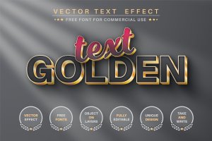 豪华暗金文字效果字体样式矢量素材 Dark gold – editable text effect,  font style