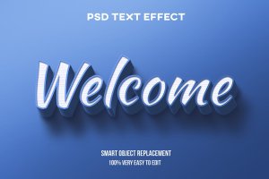 蓝色线条纹理3D文本效果图层 Blue realistic text effect