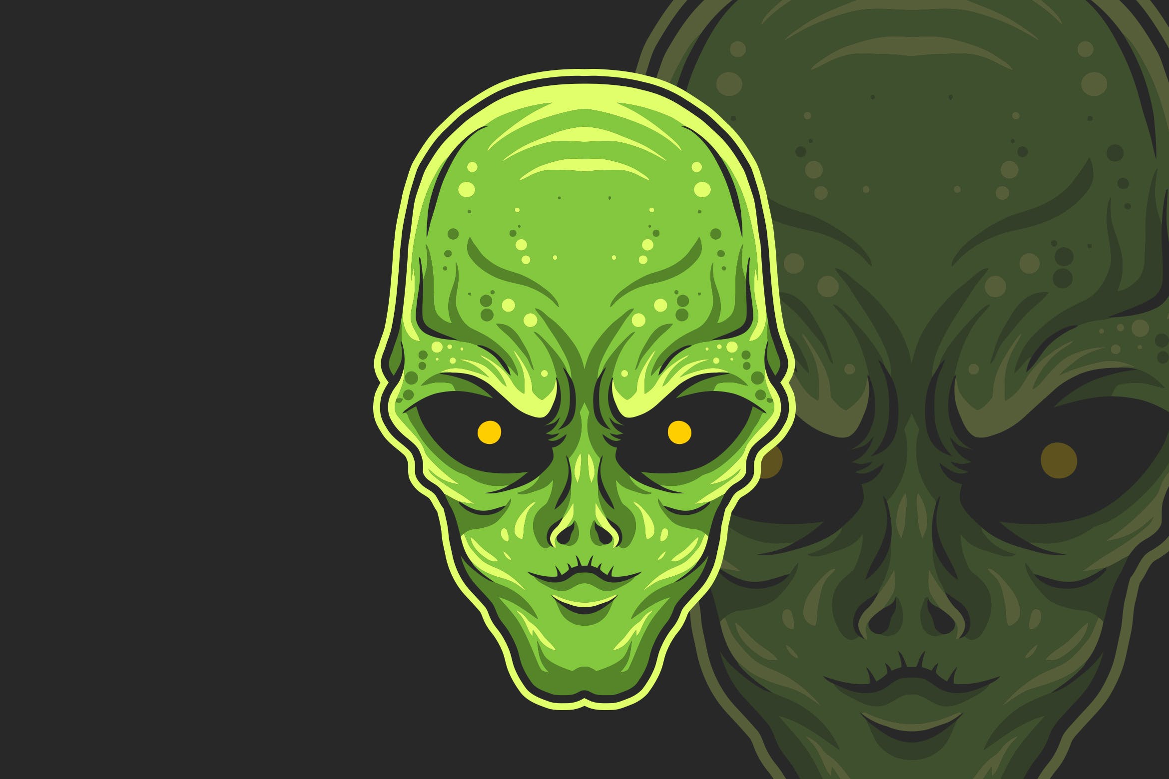 异形外星人头矢量插画 Alien Head Vector Illustration – 设计小咖