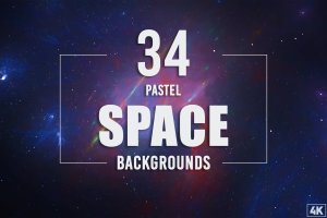 34个柔和星际空间高清背景图素材 34 Pastel Space Backgrounds