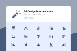 34枚双色调滤镜风格设计主题图标 Design Duotone Icons