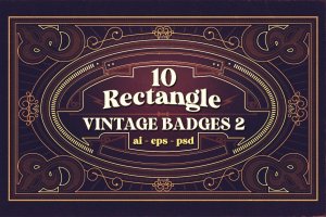 10个长方形复古徽章设计模板 10 Rectangle Vintage Badges 2