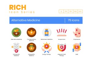 75枚替代医学主题矢量图标 75 Alternative Medicine Icons – Rich Series