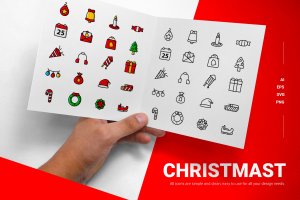 圣诞元素彩色&线条图标矢量素材 Christmast – Icons