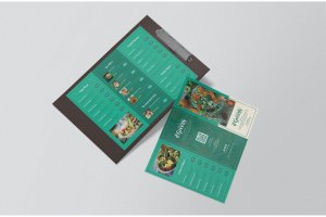 绿色蔬菜沙拉餐厅菜单设计模板 D’Greeny Restaurant Menu