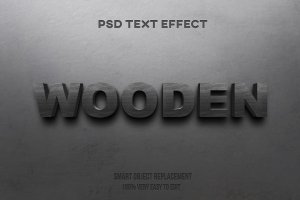 木质纹理黑色文本图层样式 wooden text effect