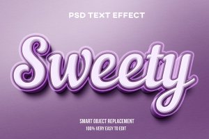 紫色包边3D效果英文文本样式 Purple pastel text effect