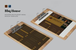 BBQ烧烤屋菜单设计模板 BBQ House Restaurant Menu