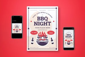 夏季BBQ烧烤派对海报传单设计模板合集 Summer BBQ Night Flyer Set