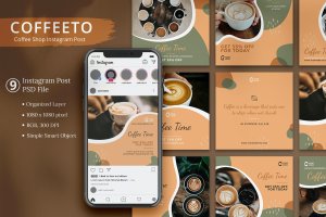 咖啡店Instagram贴图设计模板 Coffeeto – Coffee Shop Instagram Post