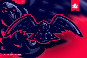 乌鸦吉祥物电子竞技Logo插画 Raven Mascot Illustration