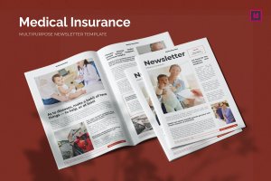 医疗保险杂志版式设计模板 Medical Insurance – Newsletter Template