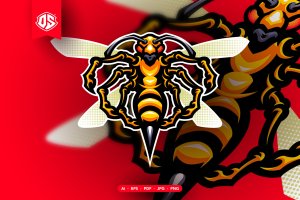 大黄蜂吉祥物电竞Logo插画 Hornet Mascot Illustration