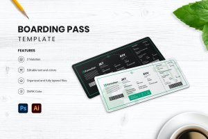 航班机票设计模板 Boarding Pass – Konsultan 2
