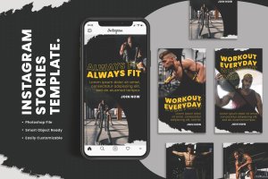 健身训练社交媒体Instagram故事设计模板 Instagram Stories Template