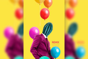 仙人球气球元素服装广告抽象海报韩国素材
