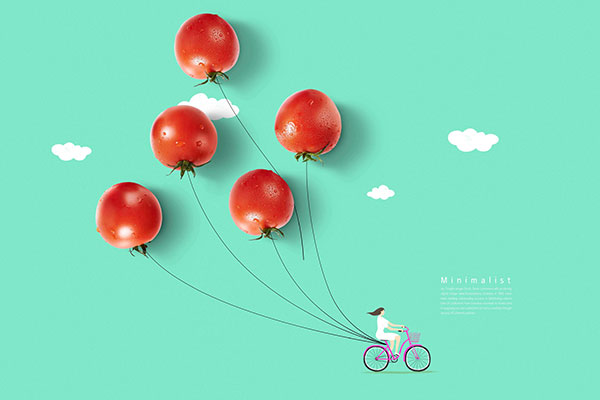 圣女果风筝创意海报韩国素材