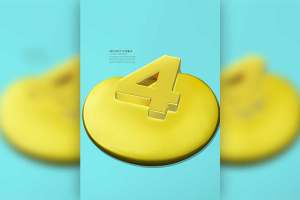 数字“4”抽象视觉海报设计韩国素材