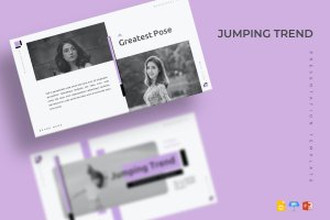 女性服装品牌推广PPT/Keynote/谷歌幻灯片三合一模板 Jumping Trend – Presentation Template