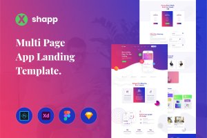 多页App应用展示网站着陆页模板 Xshapp – Multipage App Landing Template